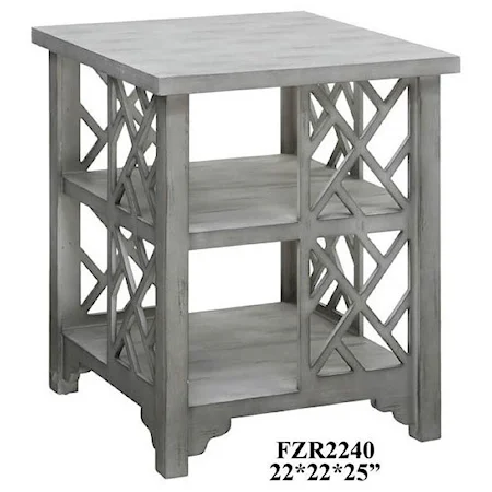 Harvey Ash Grey Chippendale Square End Table